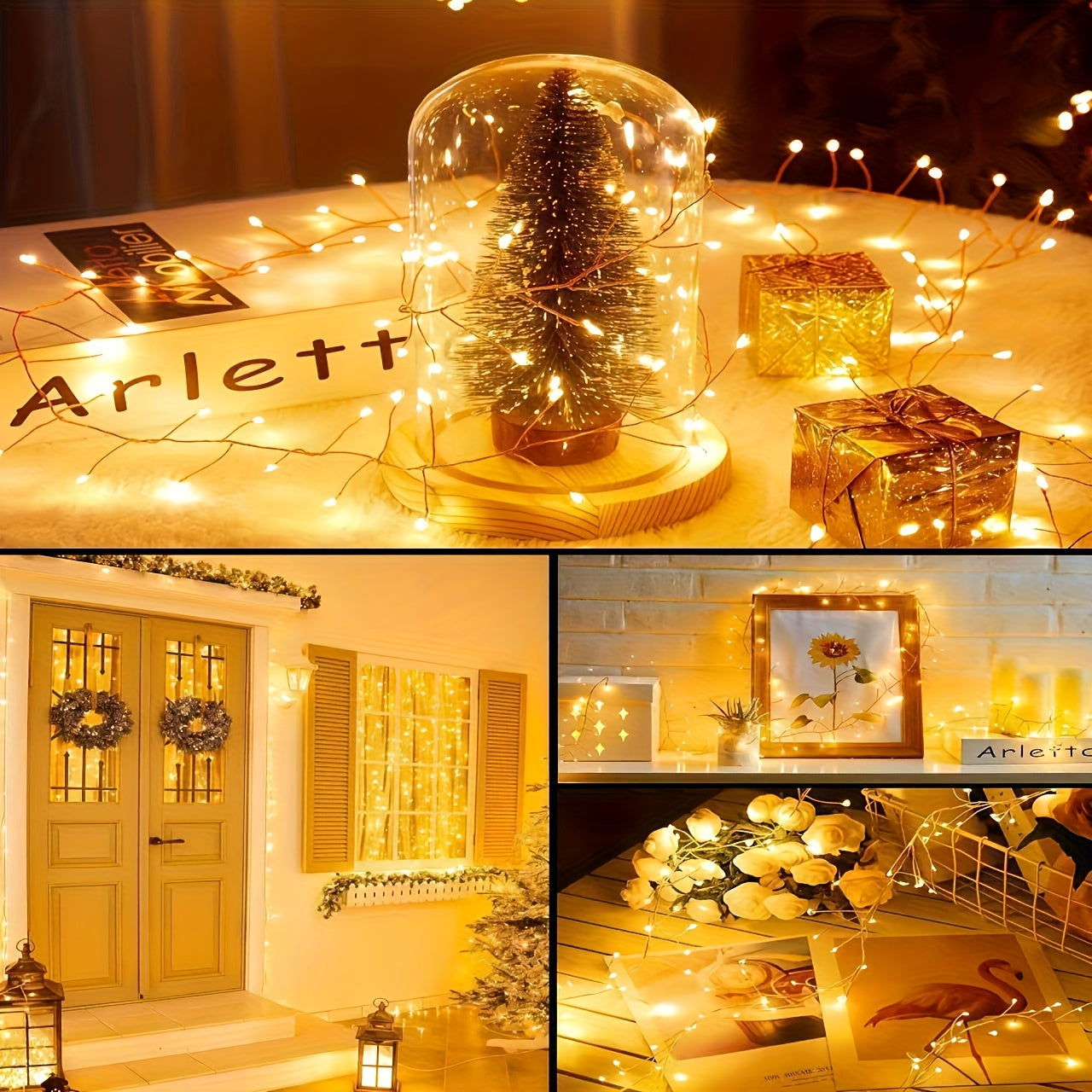 Cortina de Luzes LED de Natal com Papai Noel