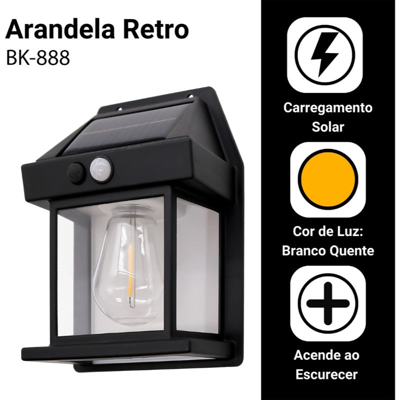 Kit com 6 Arandelas Solares Retrô Pendente para Parede