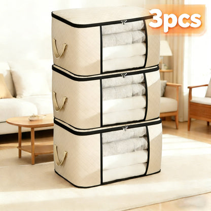 Conjunto com 3 Caixas Organizadoras 84L com Tampa Multifuncional