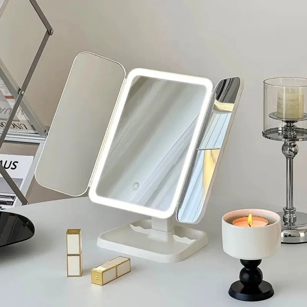 Espelho LED Portátil com Sensor de Toque para Maquiagem
