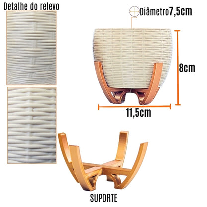 Kit de Cachepots Decorativos em Cesto com Base