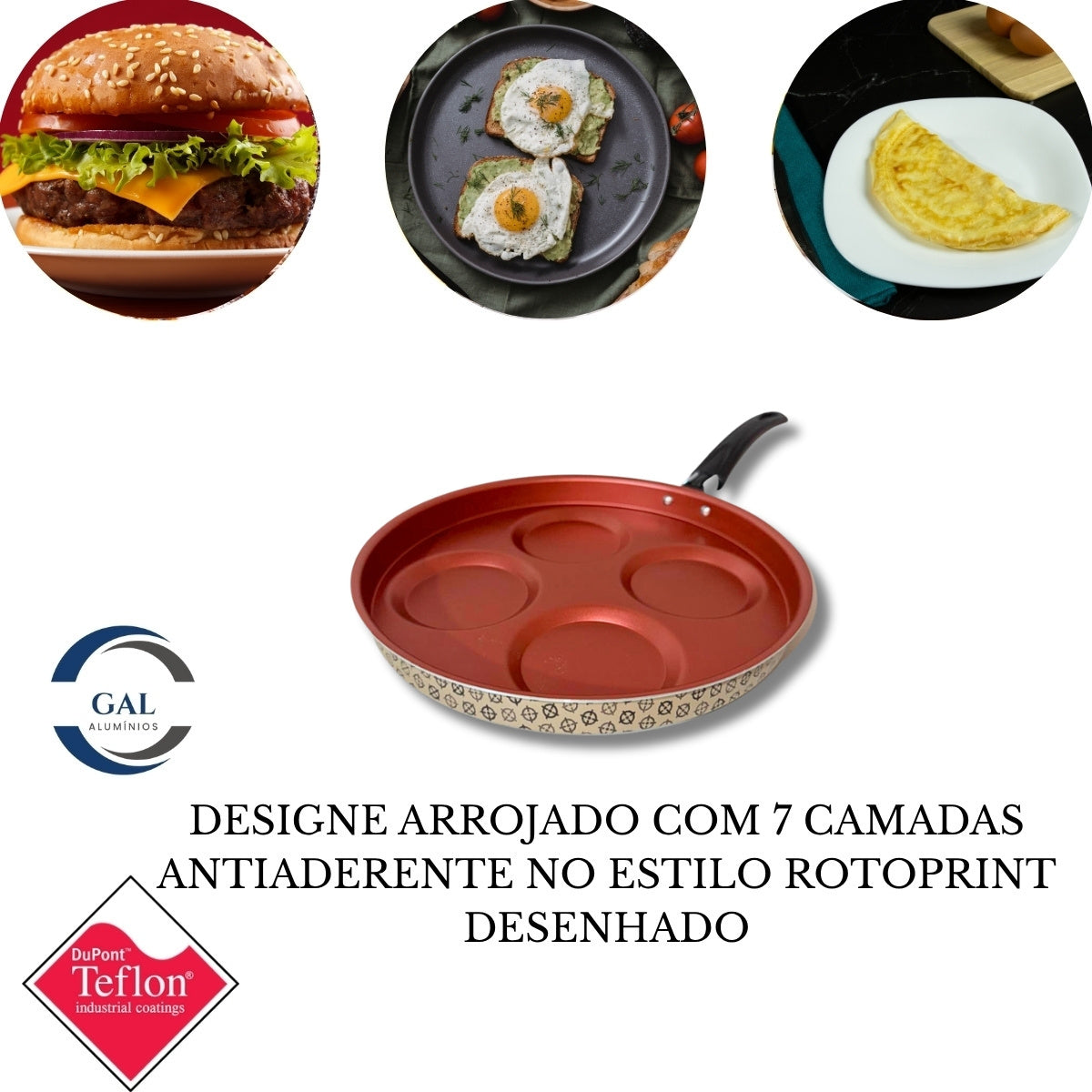 Frigideira para Ovos Antiaderente Rotoprint com 4 Cavidades