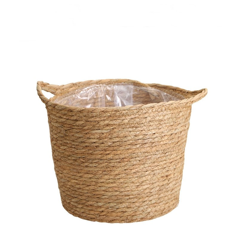 Cesto Cachepot de Fibra Natural com Revestimento Interno