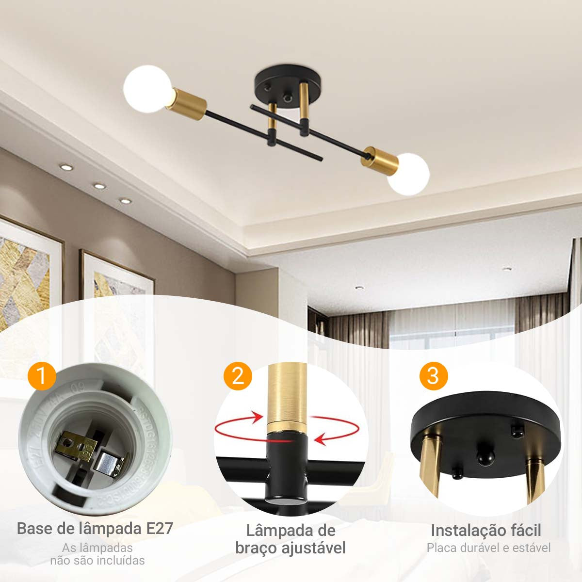 Lustre de Teto Estilo Industrial Retrô