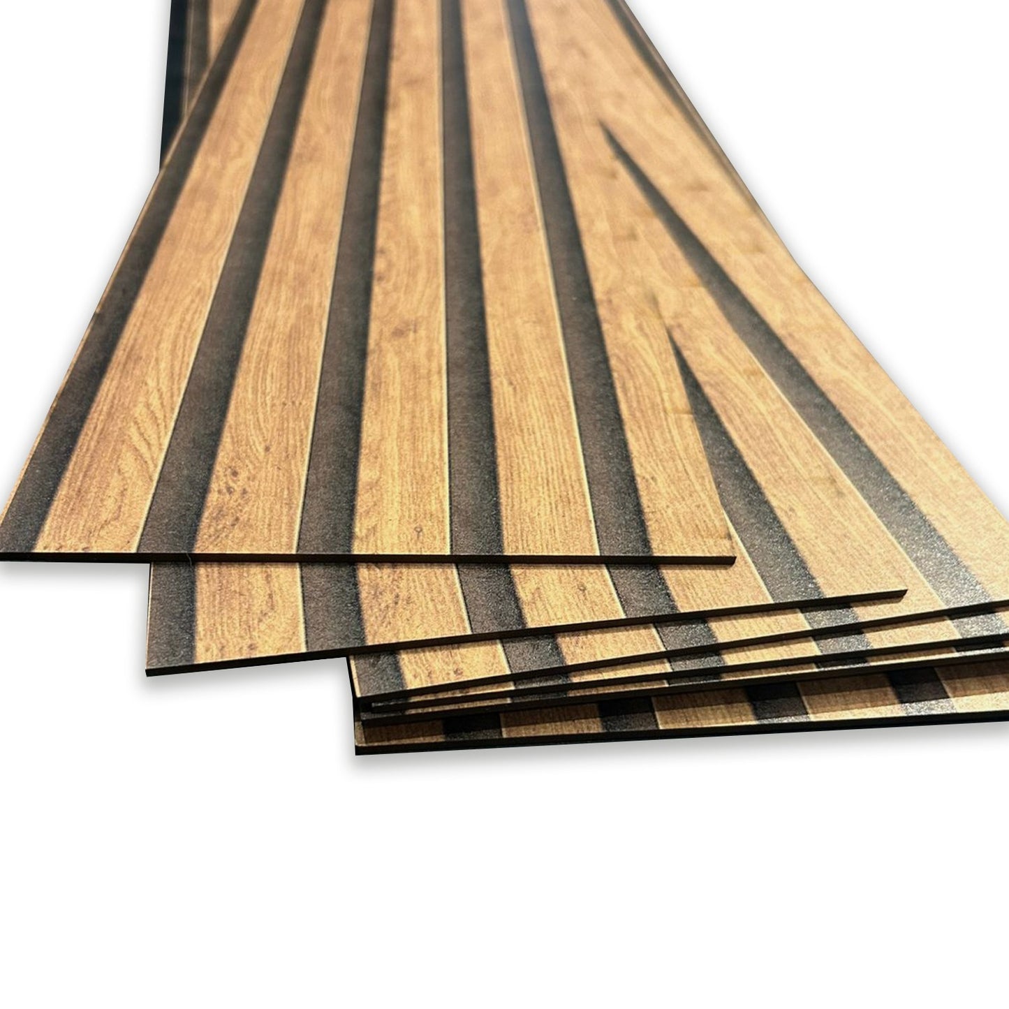 Kit com 10 Painéis Autoadesivos de Madeira Frisada