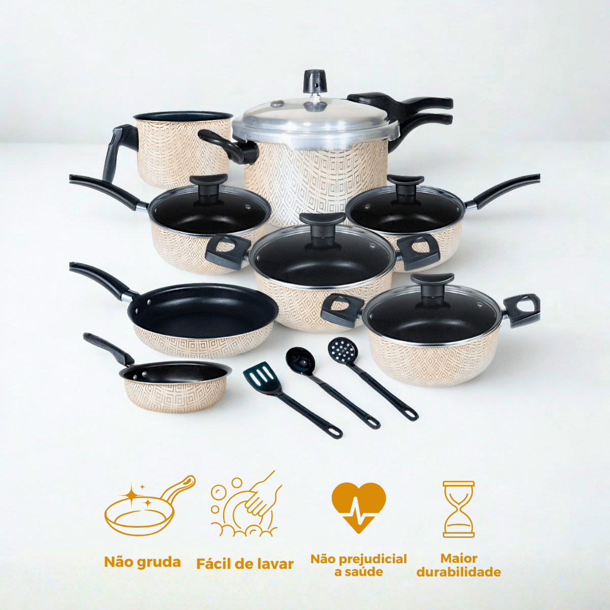 Jogo de Panelas Premium Elegance Black Glacial Antiaderente