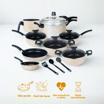 Jogo de Panelas Premium Elegance Black Glacial Antiaderente
