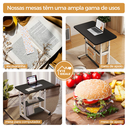 Mesa Multifuncional Ajustável com Rodas para Notebook