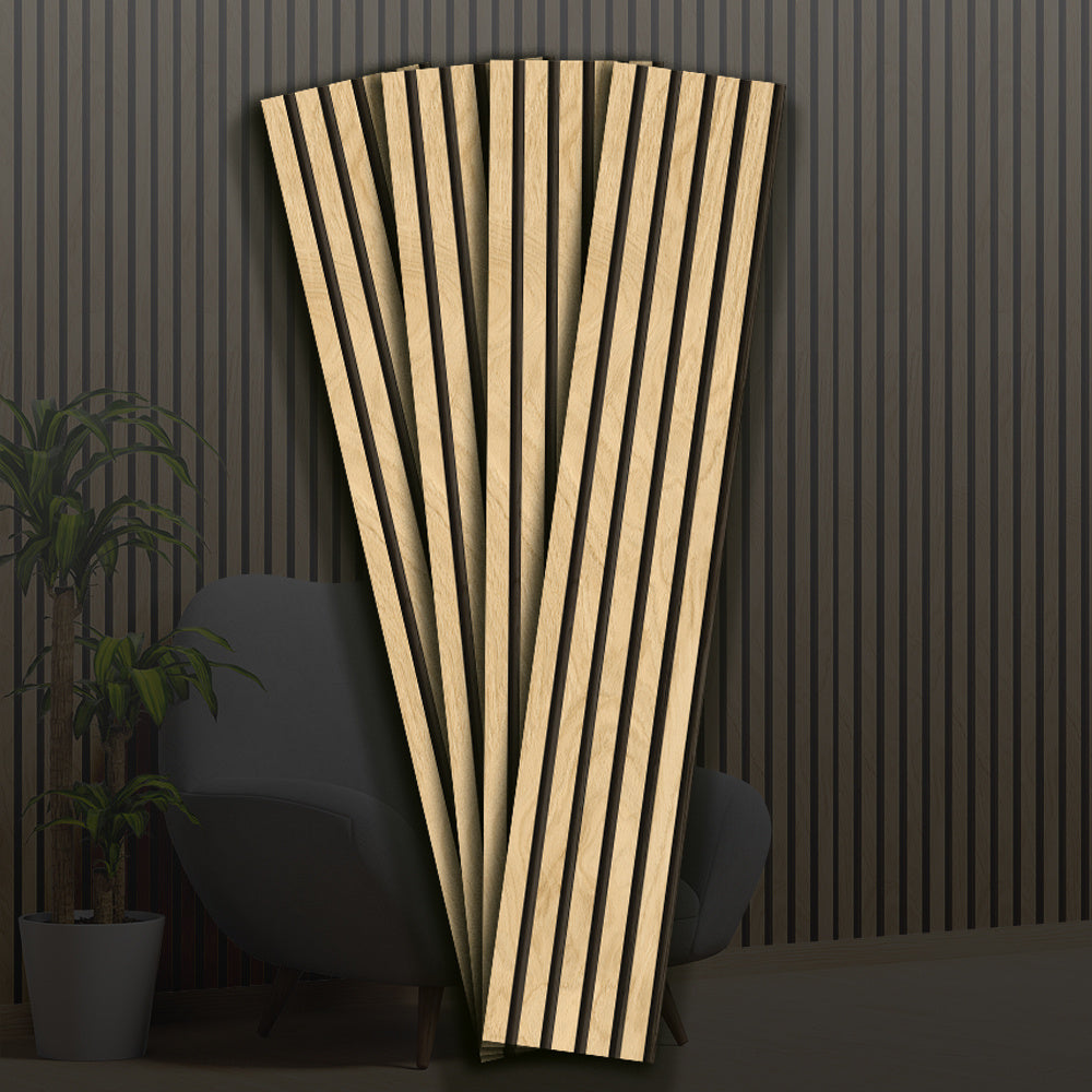 Kit com 10 Painéis Autoadesivos de Madeira Frisada