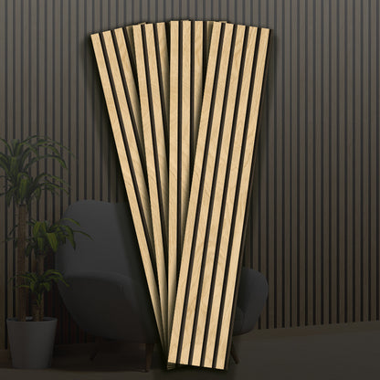 Kit com 10 Painéis Autoadesivos de Madeira Frisada