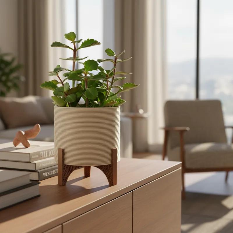 Vaso Cachepot Médio com Suporte para Plantas