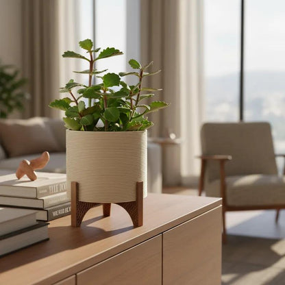 Vaso Cachepot Médio com Suporte para Plantas