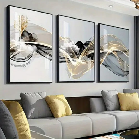 Conjunto de Quadros Decorativos Modernos em Tríptico