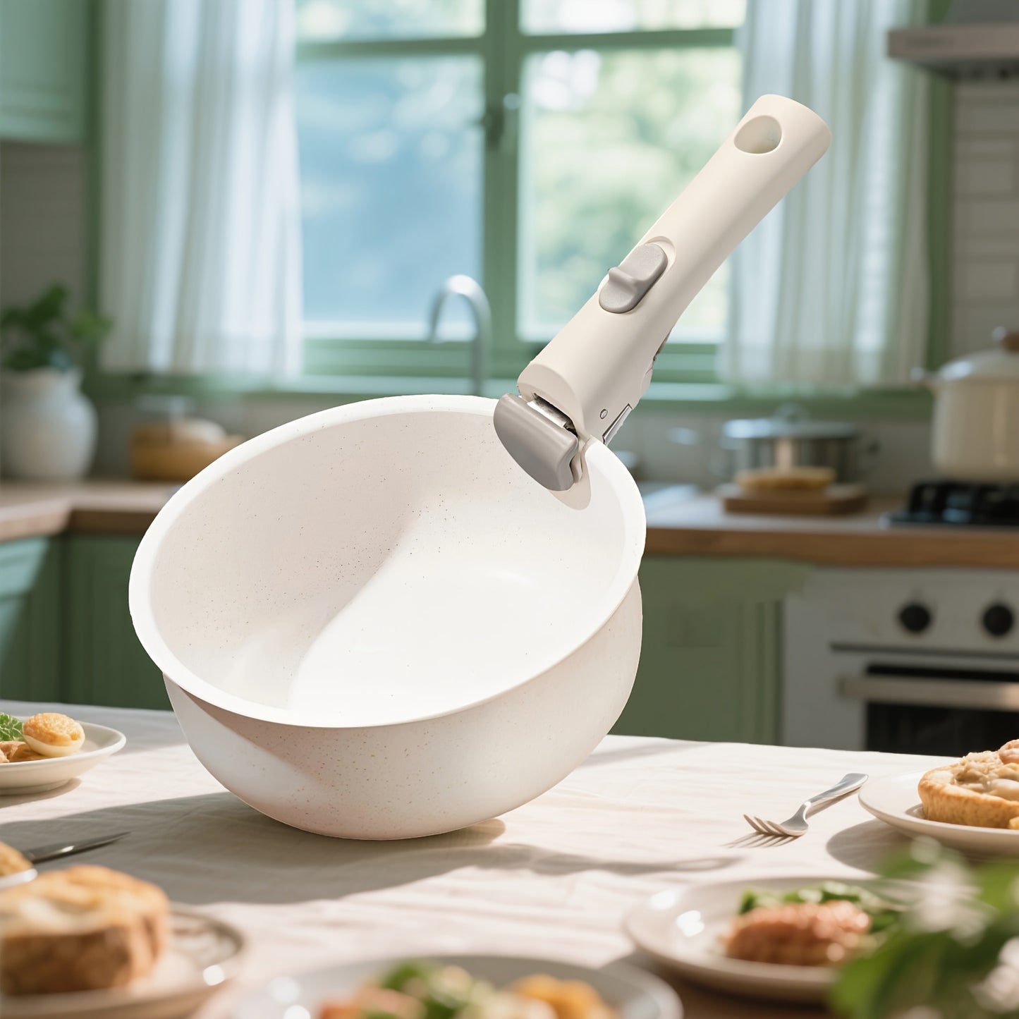 Conjunto de Panelas Cerâmicas Antiaderentes com Cabos Removíveis