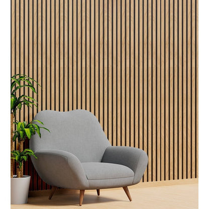 Kit com 10 Painéis Autoadesivos de Madeira Frisada