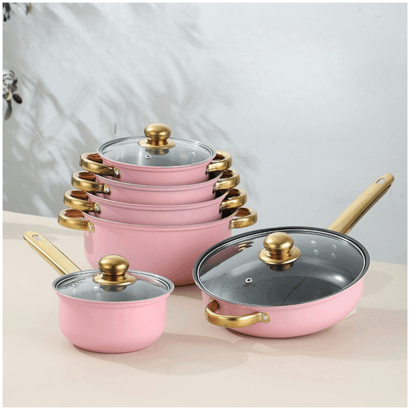 Jogo de Panelas Antiaderentes em Inox com Utensílios