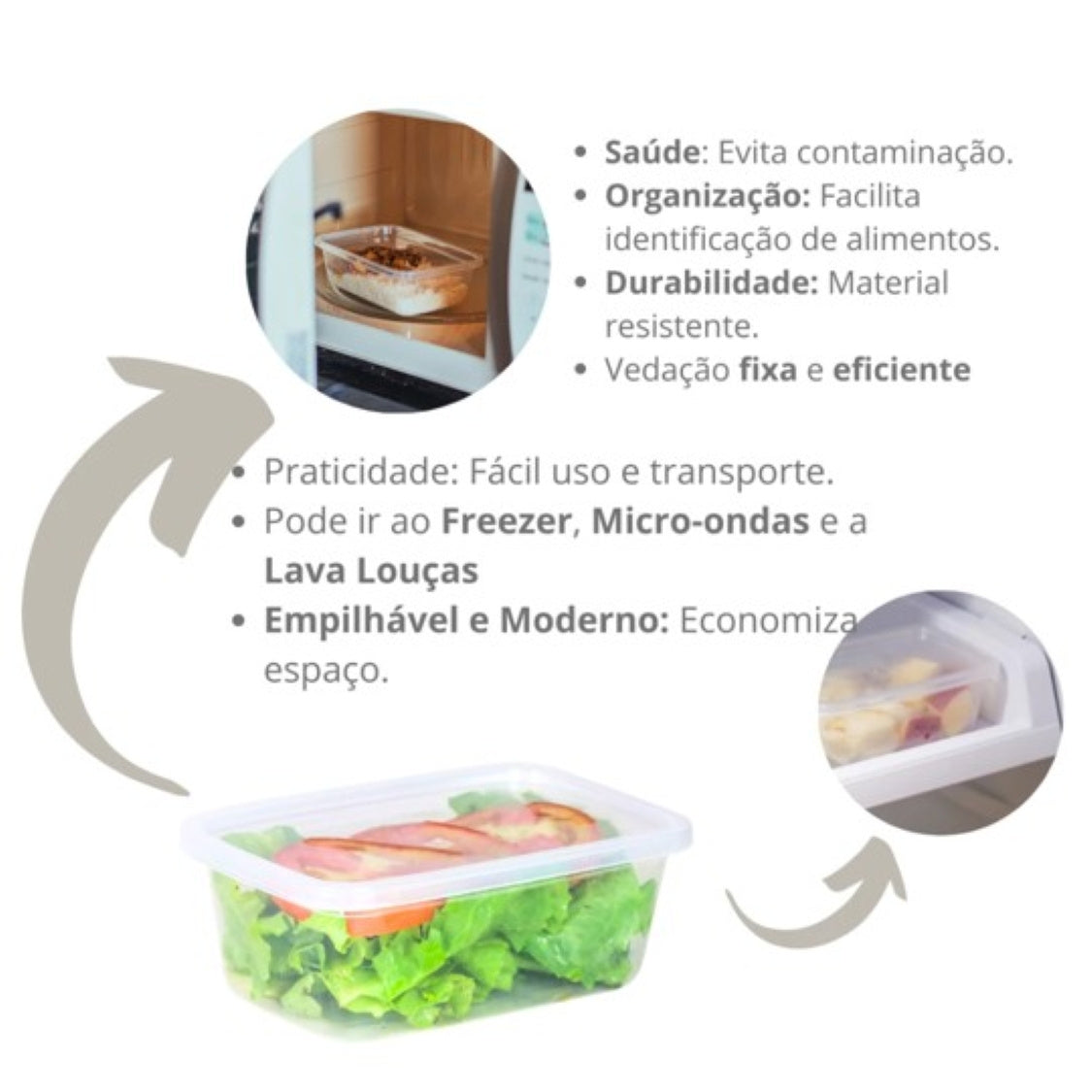 Kit com 10 Potes Reutilizáveis 500 ml Transparentes