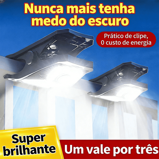Luminária Solar LED Portátil com Clipe e Sensor de Movimento