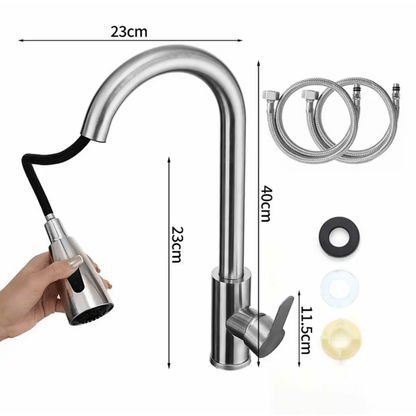 Torneira de Cozinha Gourmet em Aço Cromado com Extensor