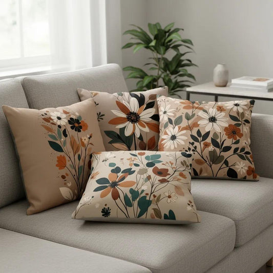 Kit 4 Unidades de Capas de Almofada Floral para Sofá