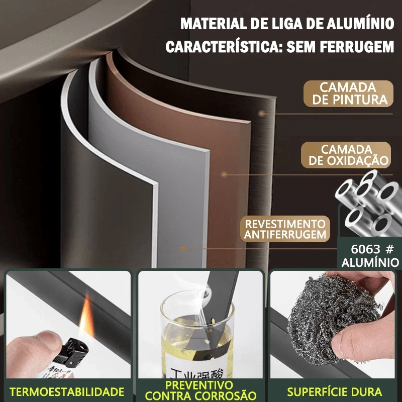 Kit com 2 Prateleiras Douradas para Banheiro sem Furação