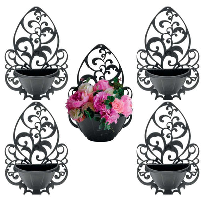 Conjunto com 5 Vasos de Parede com Suporte Plástico
