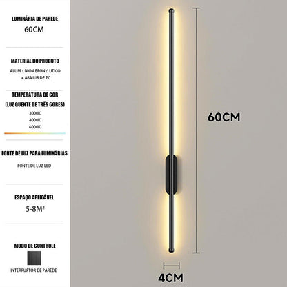 Luminária de Parede Linear LED com 3 Tons de Luz