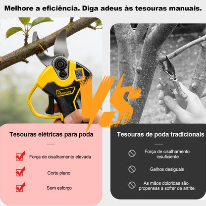 Tesoura de Poda Elétrica Profissional com Display LCD e Trava de Segurança