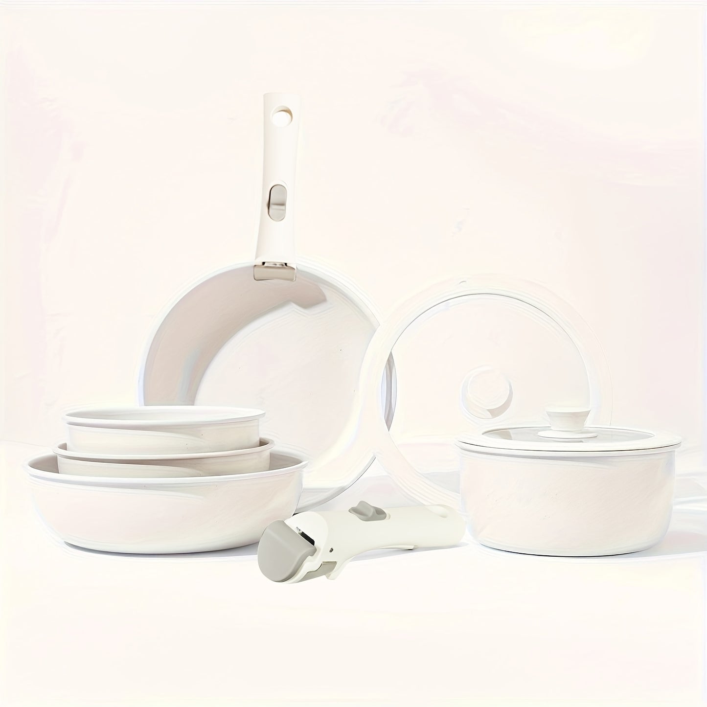 Conjunto de Panelas Cerâmicas Antiaderentes com Cabos Removíveis