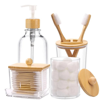 Kit de Acessórios para Banheiro em Bambu