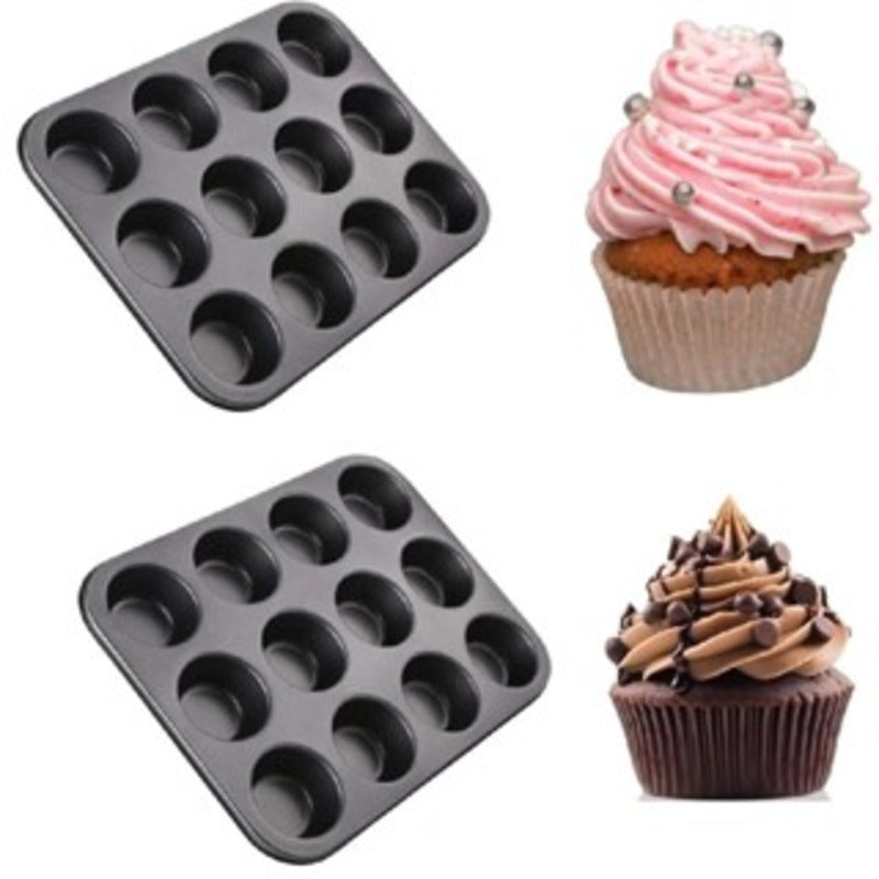 Kit com 2 Formas Antiaderentes para Cupcake, Muffin e Pudim