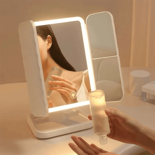 Espelho LED Portátil com Sensor de Toque para Maquiagem