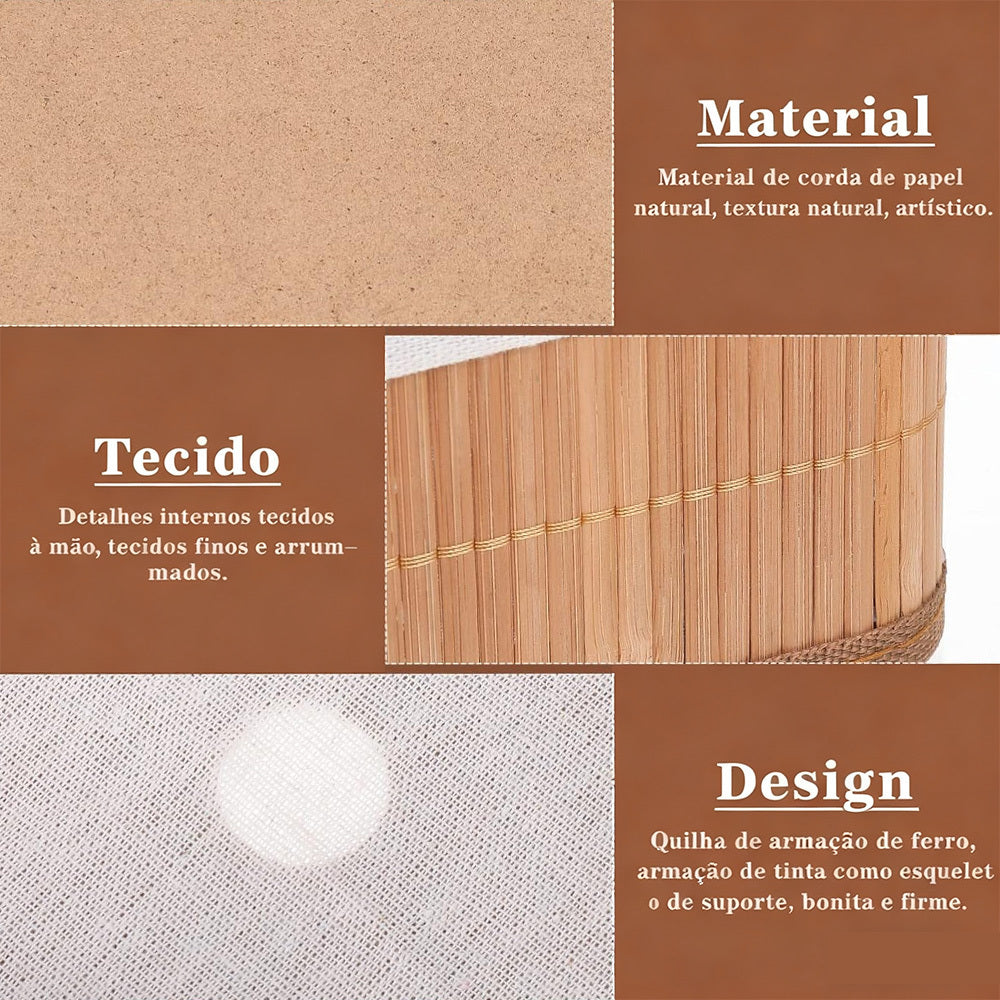 Conjunto com 3 Cestos Organizadores de Bambu com Forro
