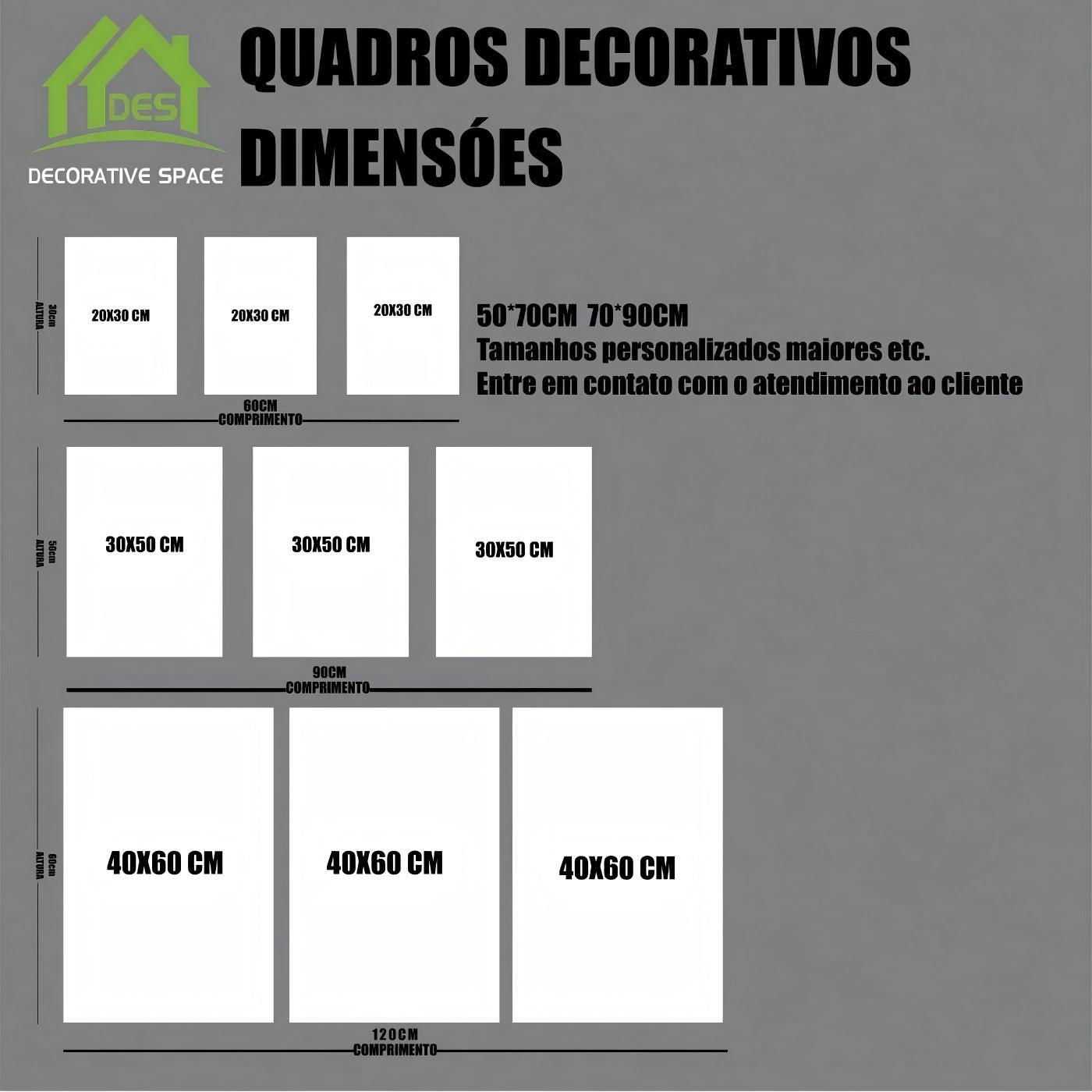 Tríptico Decorativo de Paisagem Retrô