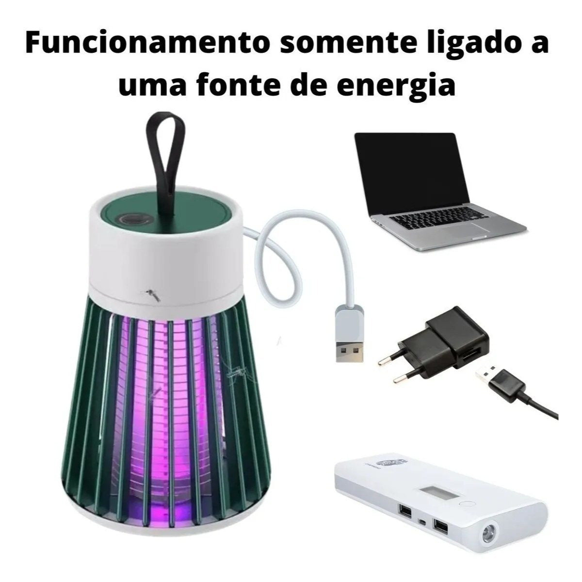 Mata-Mosquito Elétrico USB com Luz LED Atrativa