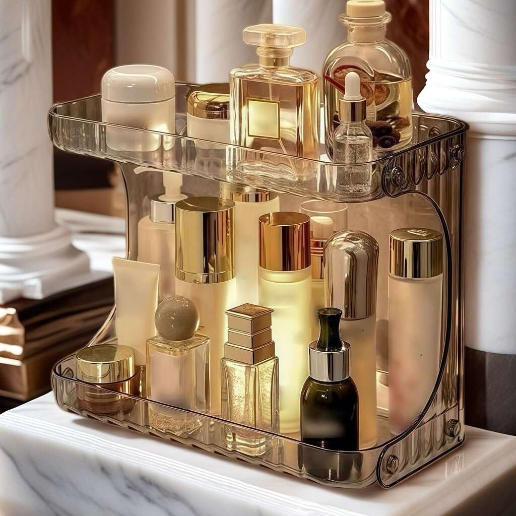 Suporte Acrílico para Cosméticos com Acabamento Diamantado