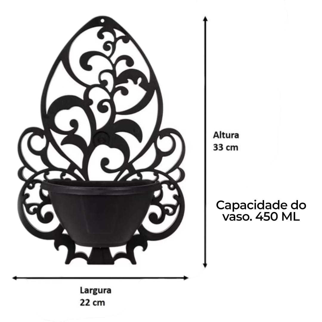 Conjunto com 5 Vasos de Parede com Suporte Plástico