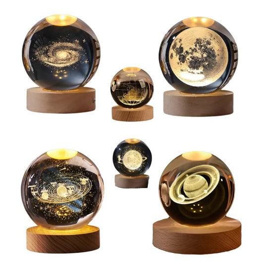 Lâmpada Decorativa Universo de Cristal 3D com Iluminação LED