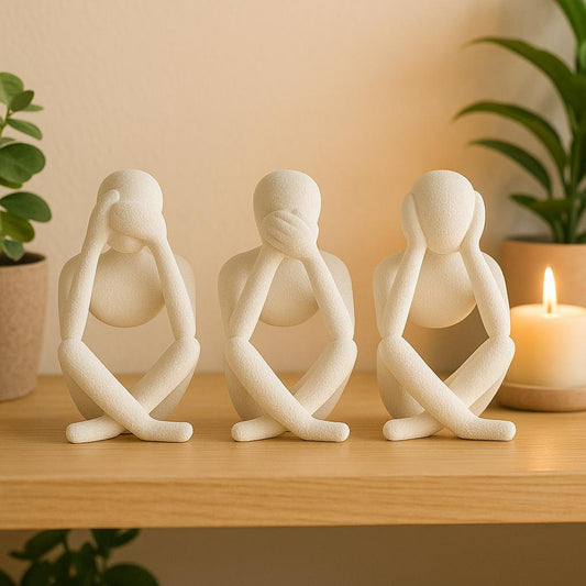 Conjunto com 3 Esculturas Minimalistas Pensadores