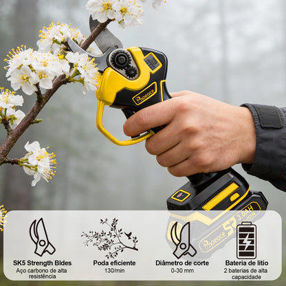 Tesoura de Poda Elétrica Profissional com Display LCD e Trava de Segurança