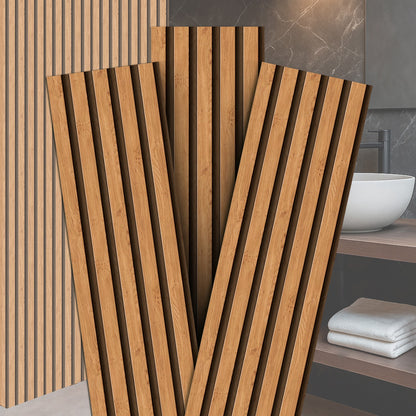 Kit com 10 Painéis Autoadesivos de Madeira Frisada