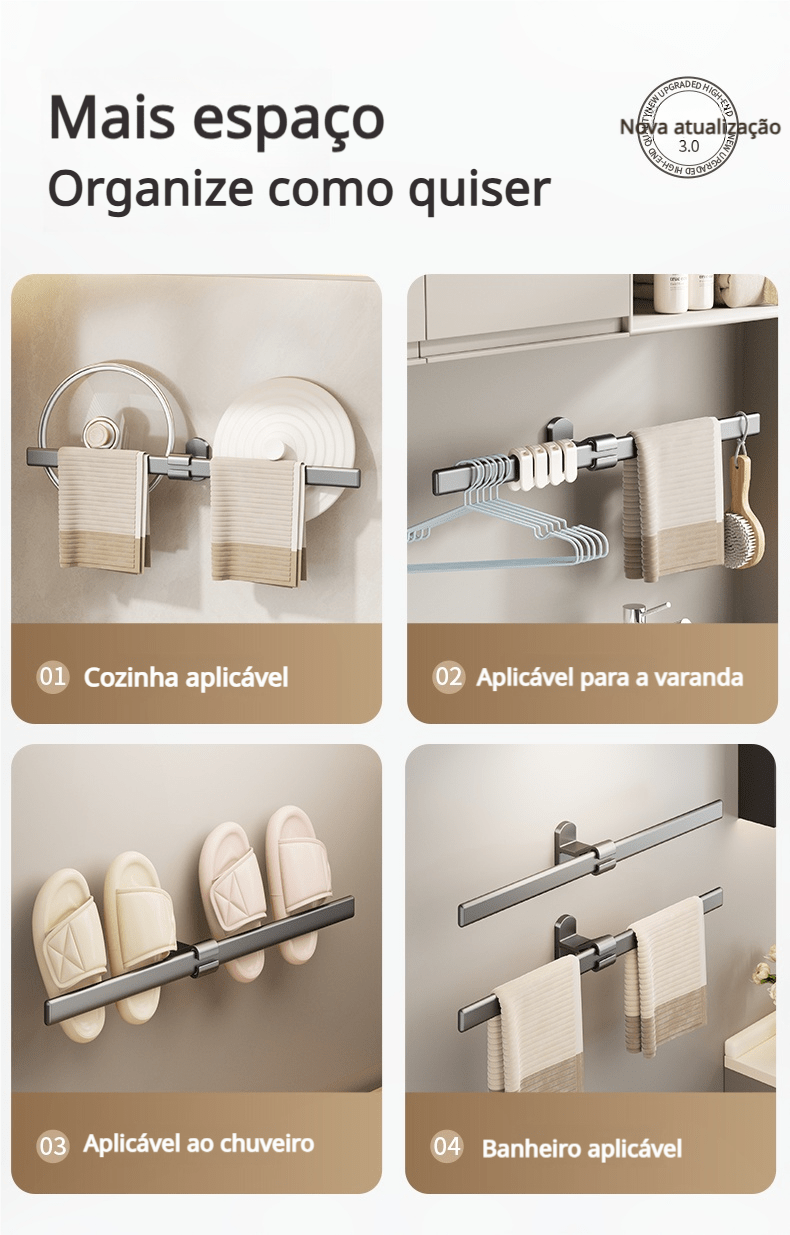 Porta-Toalhas para Banheiro com Braço Móvel