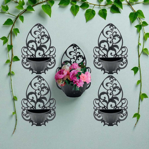 Conjunto com 5 Vasos de Parede com Suporte Plástico