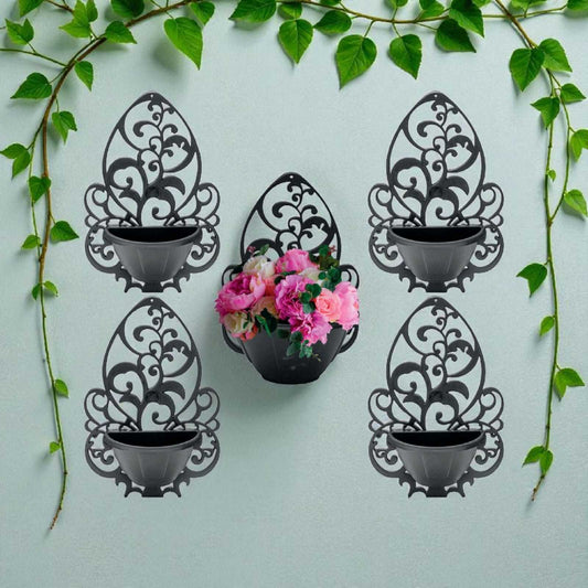 Conjunto com 5 Vasos de Parede com Suporte Plástico