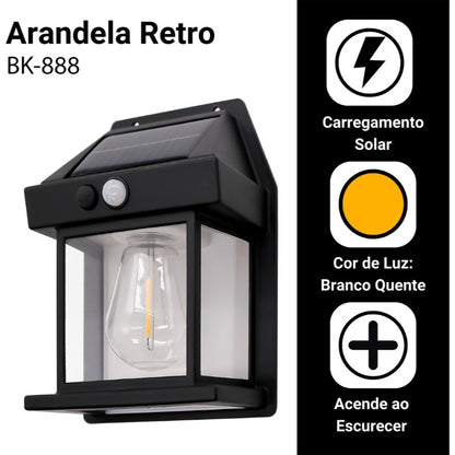Luminária Solar de Parede Estilo Retrô – Kit com 2 Unidades