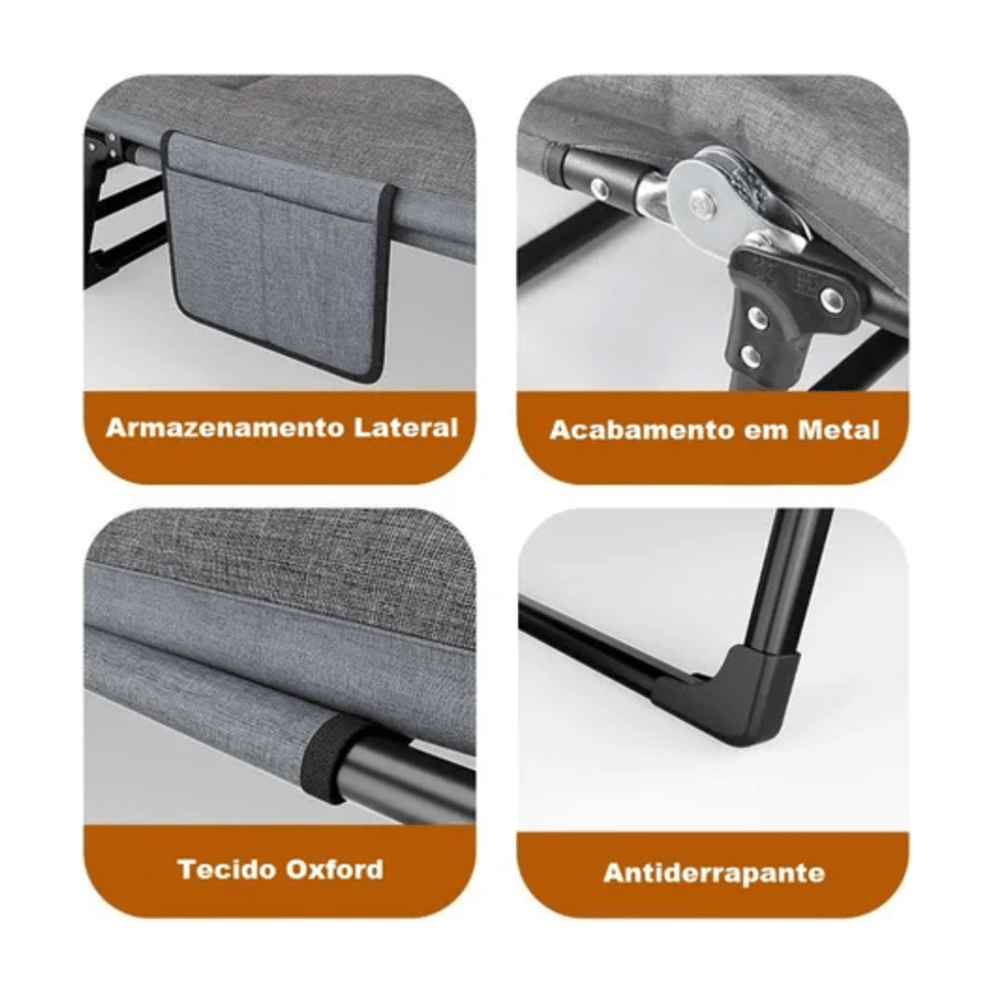 Espreguiçadeira Dobrável Portátil para Descanso e Lazer