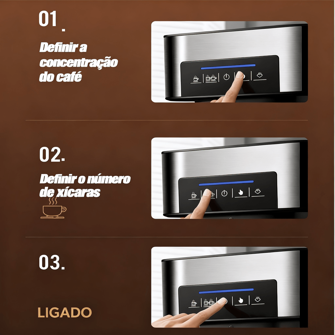 Máquina de Café Espresso Automática 1,6 L com Moedor Integrado
