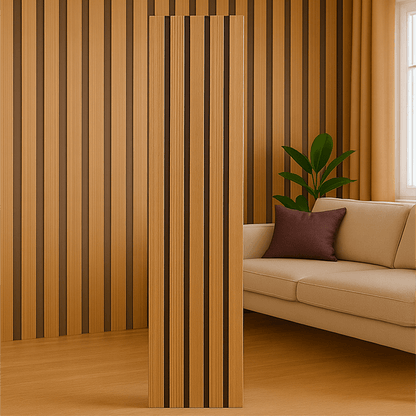 Kit com 10 Painéis Autoadesivos de Madeira Frisada