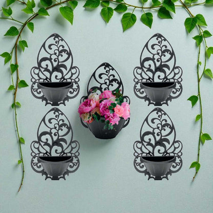 Conjunto com 5 Vasos de Parede com Suporte Plástico