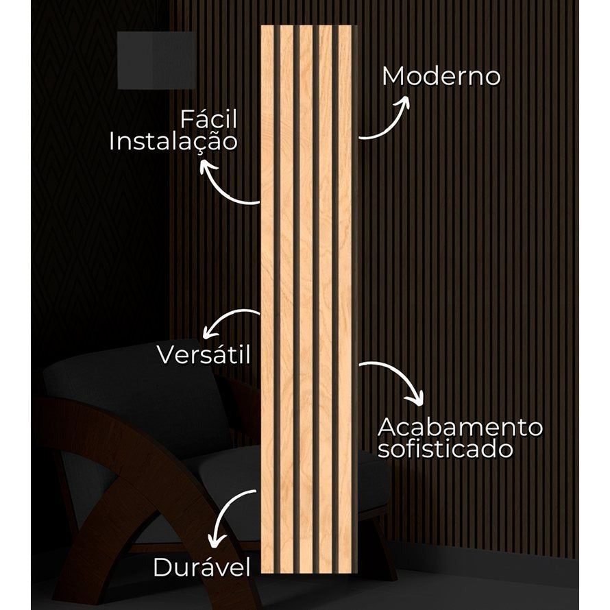 Kit com 10 Painéis Autoadesivos de Madeira Frisada